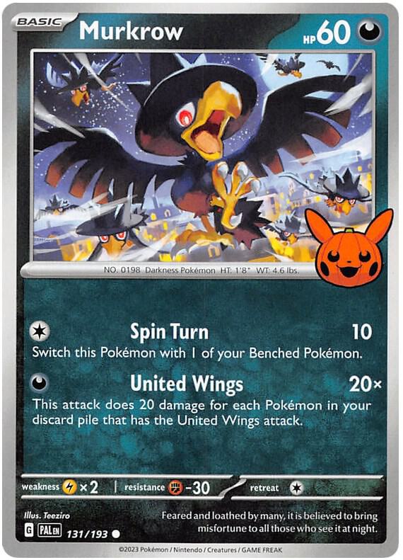 Murkrow 131/193 card from Trick or Trade BOOster Bundle 2023