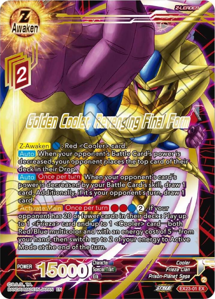 Golden Cooler, Revenging Final Form EX23-01 card from Expansion Deck Box Set 23: Premium Anniversary Box 2023