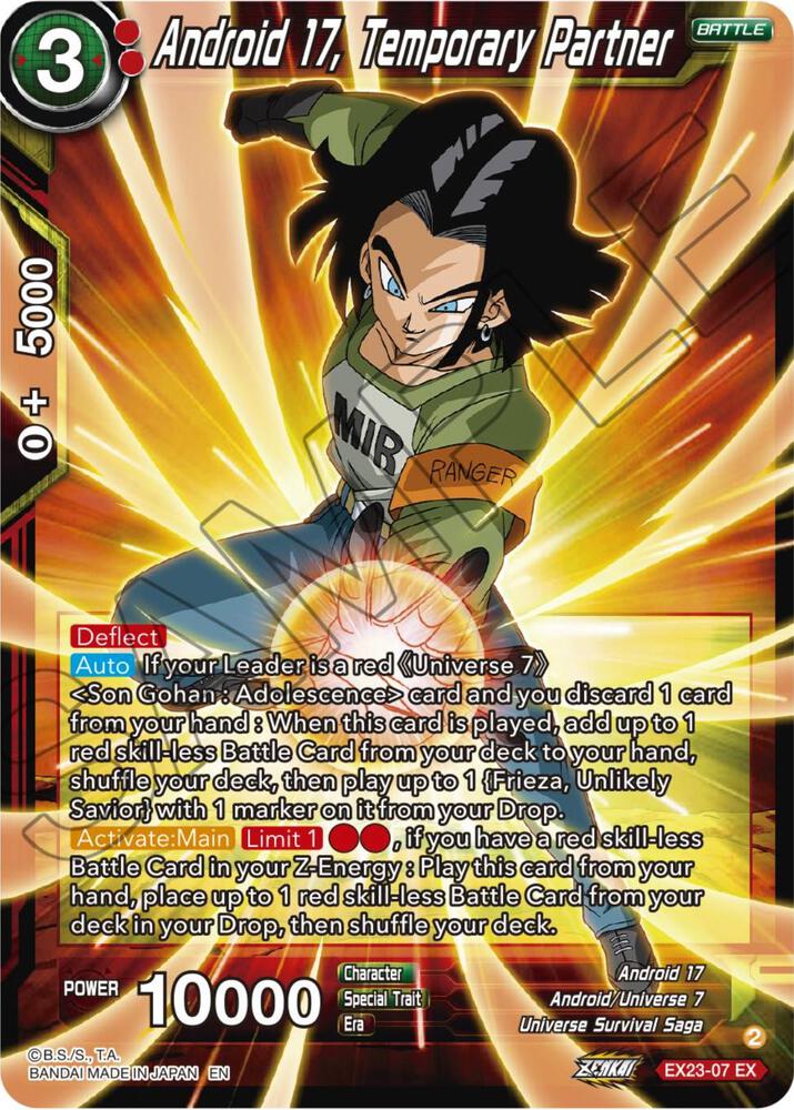 Android 17, Temporary Partner EX23-07 card from Expansion Deck Box Set 23: Premium Anniversary Box 2023