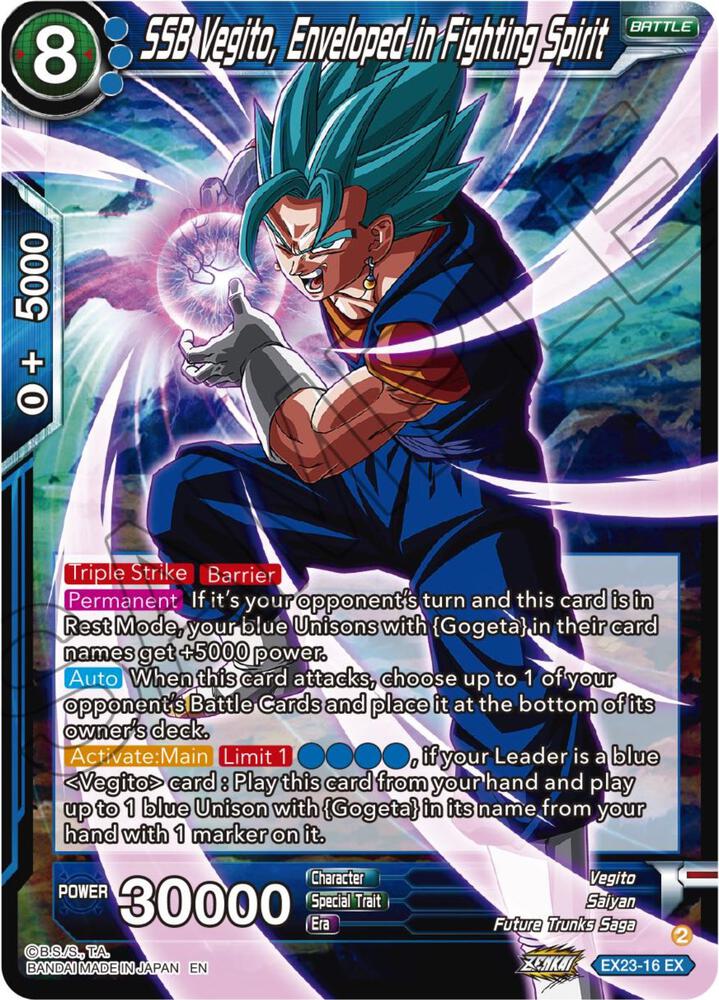 SSB Vegito, Enveloped in Fighting Spirit EX23-16 card from Expansion Deck Box Set 23: Premium Anniversary Box 2023