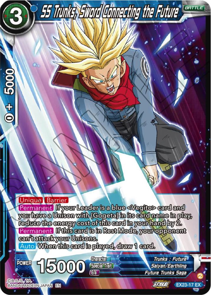SS Trunks, Sword Connecting the Future EX23-17 card from Expansion Deck Box Set 23: Premium Anniversary Box 2023
