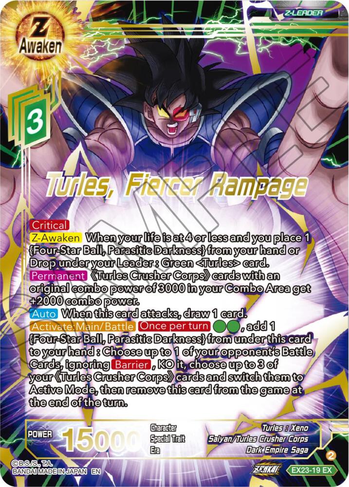 Turles, Fiercer Rampage EX23-19 card from Expansion Deck Box Set 23: Premium Anniversary Box 2023