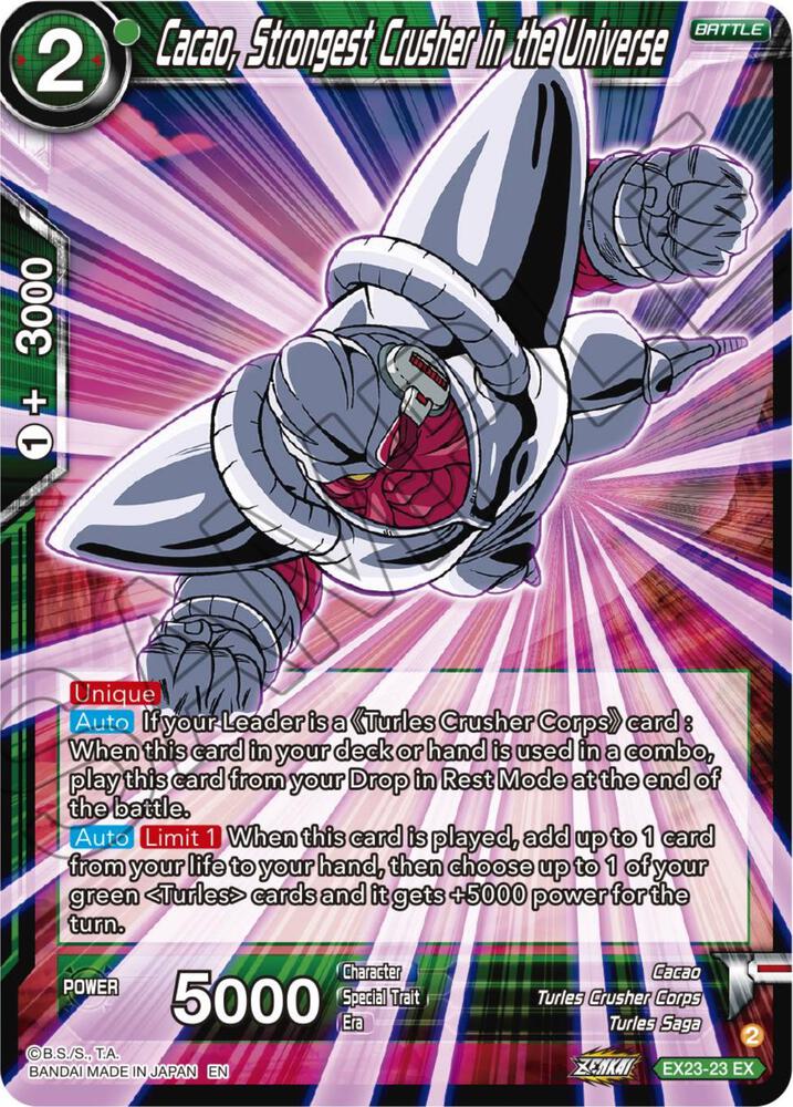 Cacao, Strongest Crusher in the Universe EX23-23 card from Expansion Deck Box Set 23: Premium Anniversary Box 2023