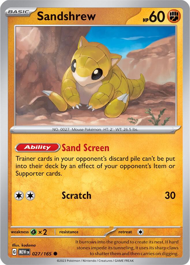 Sandshrew 027/165 card from SV: Scarlet & Violet 151