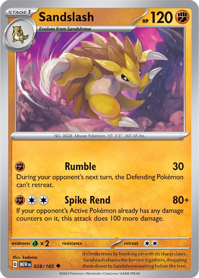 Sandslash 028/165 card from SV: Scarlet & Violet 151