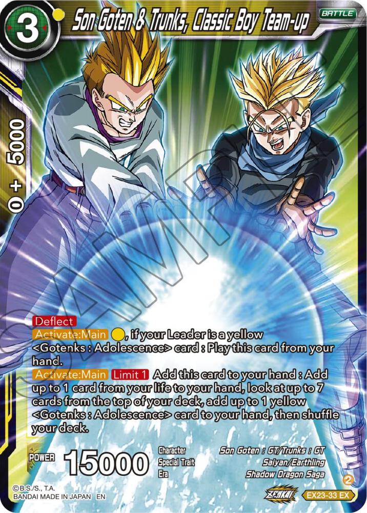 Son Goten & Trunks, Classic Boy Team-up EX23-33 card from Expansion Deck Box Set 23: Premium Anniversary Box 2023