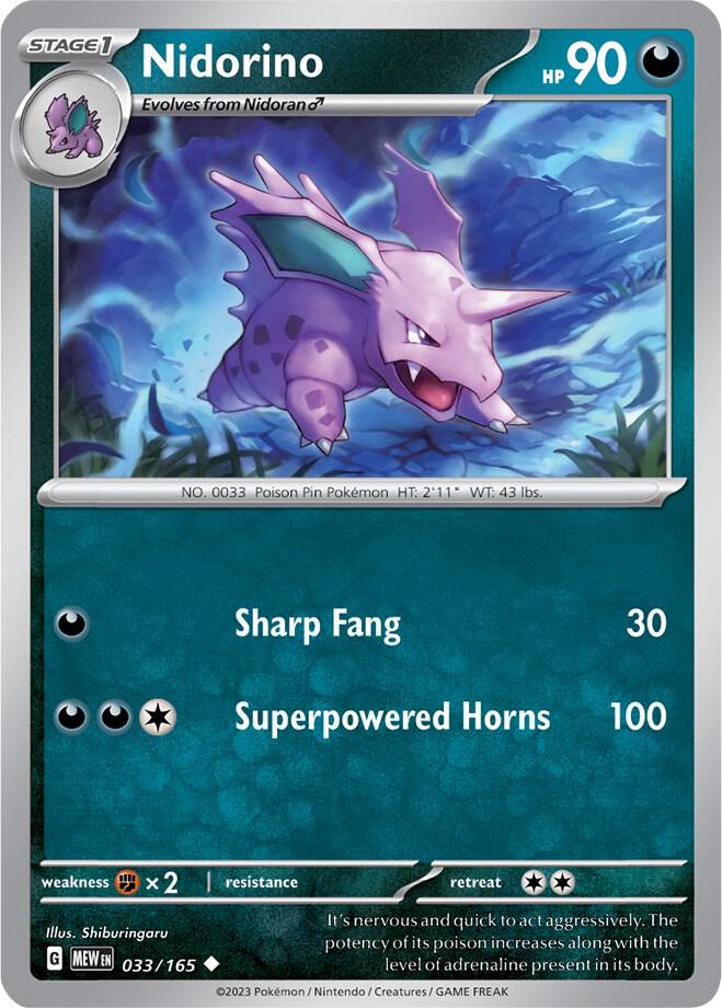 Nidorino 033/165 card from SV: Scarlet & Violet 151