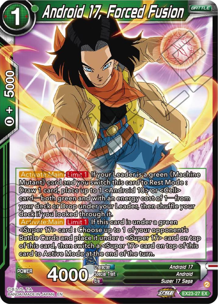 Android 17, Forced Fusion EX23-27 card from Expansion Deck Box Set 23: Premium Anniversary Box 2023