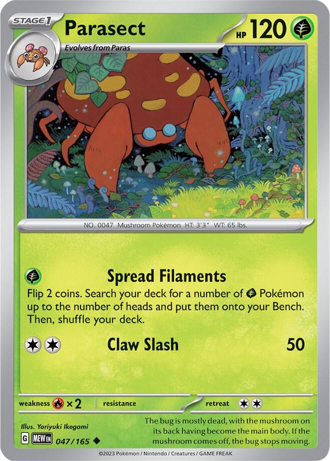 Parasect 047/165 card from SV: Scarlet & Violet 151
