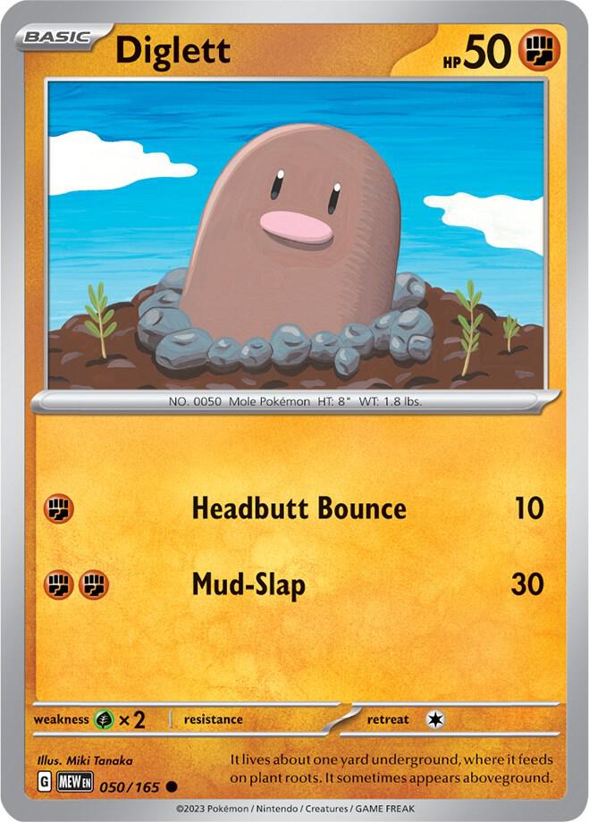 Diglett 050/165 card from SV: Scarlet & Violet 151
