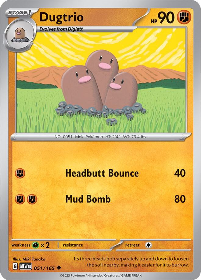 Dugtrio 051/165 card from SV: Scarlet & Violet 151