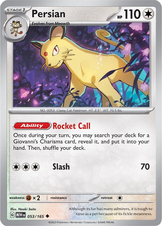 Persian 053/165 card from SV: Scarlet & Violet 151