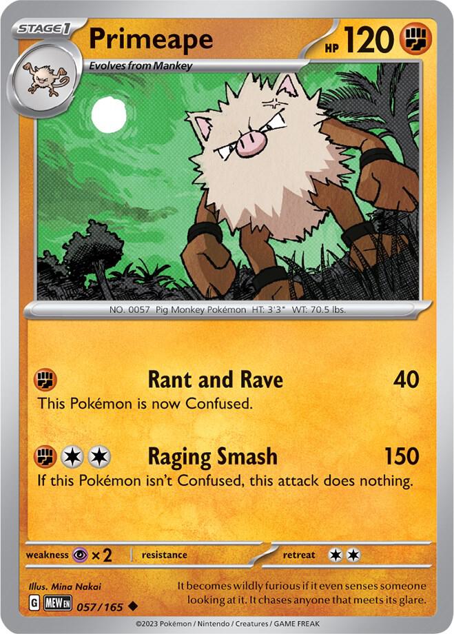 Primeape 057/165 card from SV: Scarlet & Violet 151
