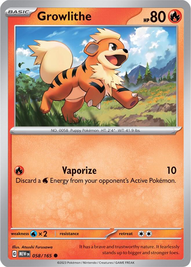 Growlithe 058/165 card from SV: Scarlet & Violet 151