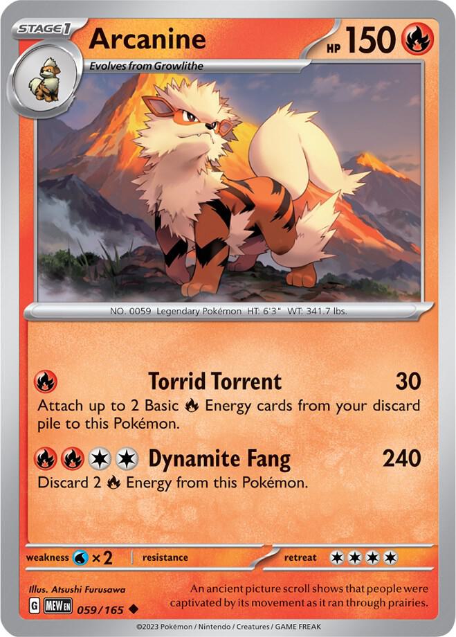 Arcanine 059/165 card from SV: Scarlet & Violet 151