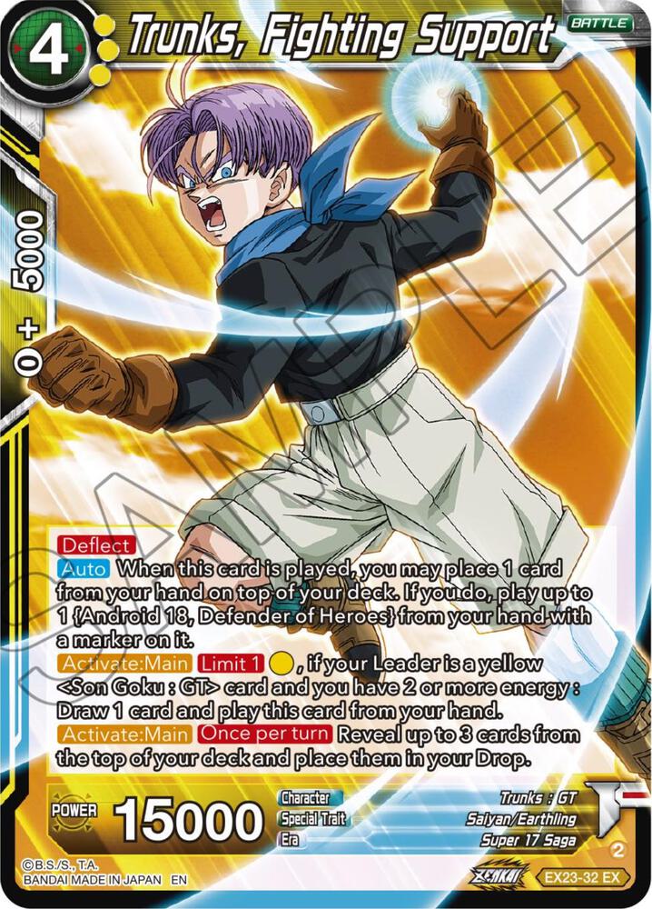 Trunks, Fighting Support EX23-32 card from Expansion Deck Box Set 23: Premium Anniversary Box 2023