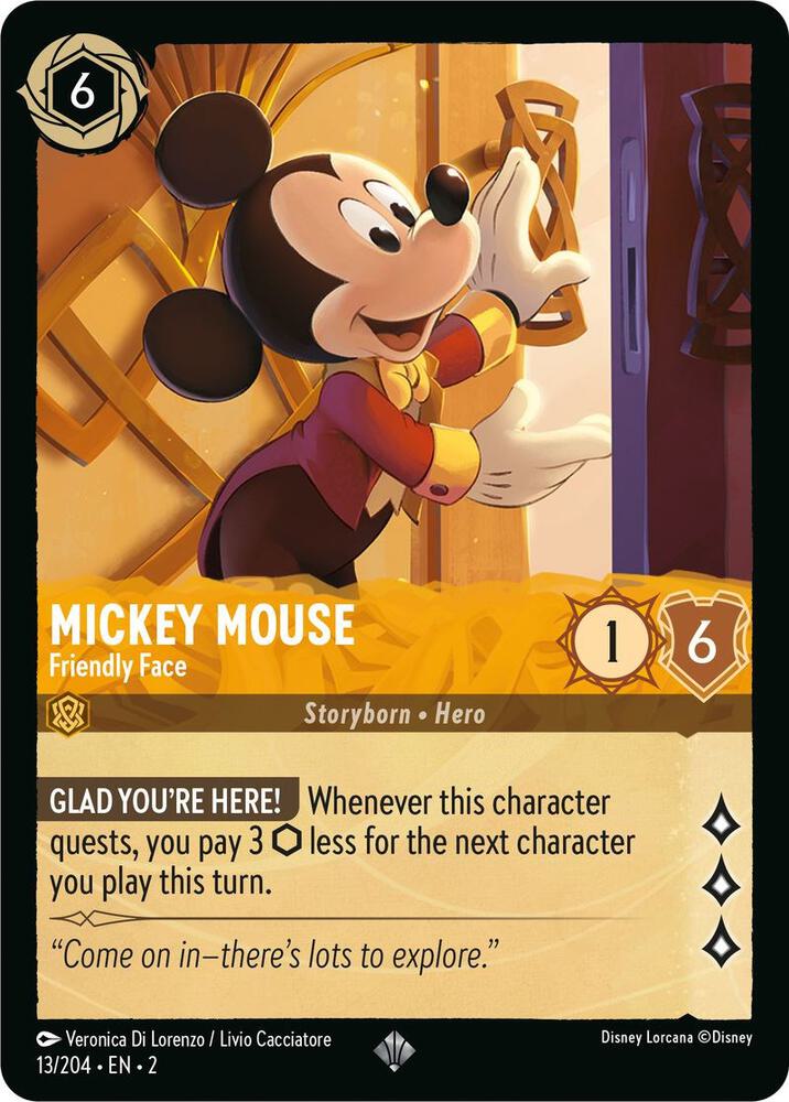 Mickey Mouse - Friendly Face 13/204 card from Rise of the Floodborn