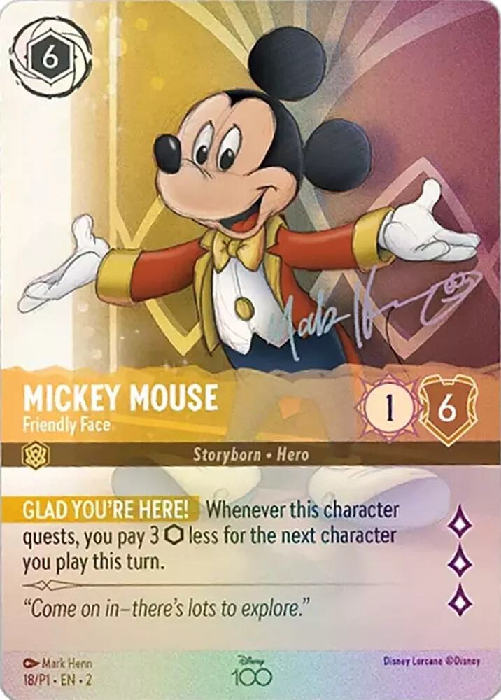 Mickey Mouse - Friendly Face (Alternate Art) 18 card from Disney100 Promos