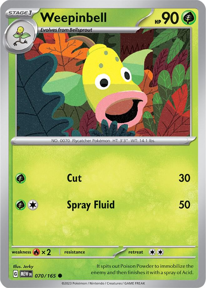 Weepinbell 070/165 card from SV: Scarlet & Violet 151