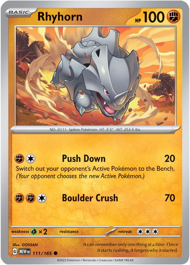 Rhyhorn 111/165 card from SV: Scarlet & Violet 151