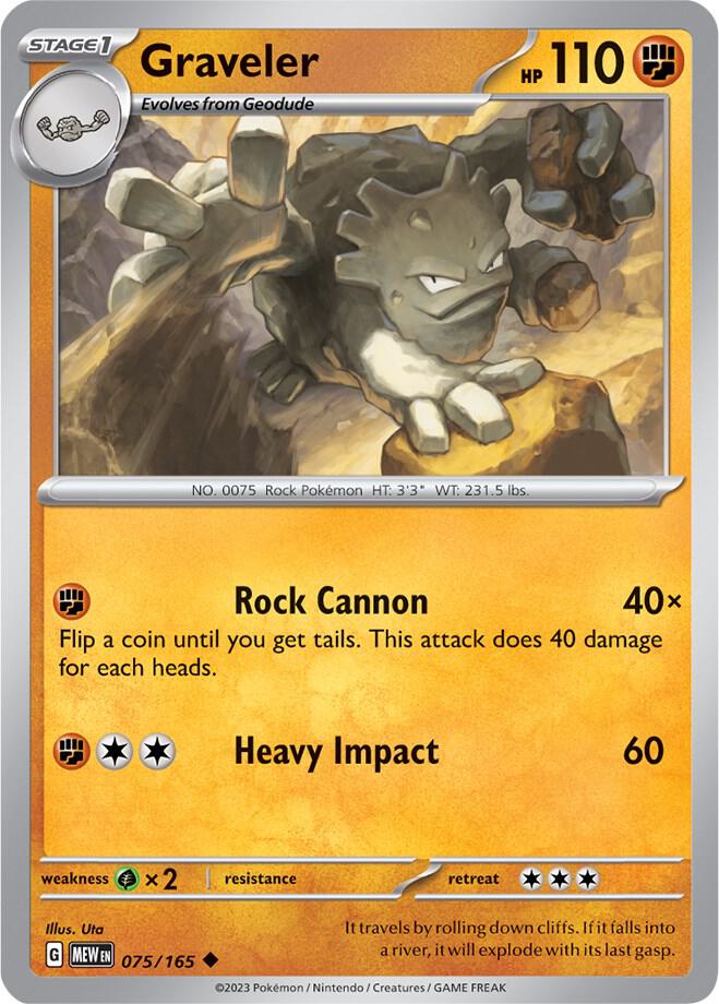 Graveler 075/165 card from SV: Scarlet & Violet 151