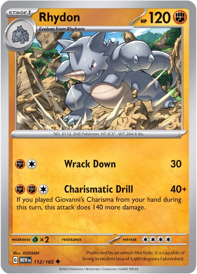 Rhydon 112/165 card from SV: Scarlet & Violet 151