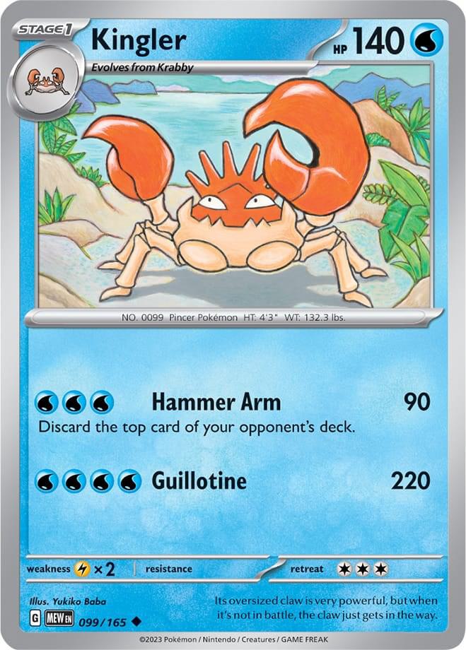 Kingler 099/165 card from SV: Scarlet & Violet 151