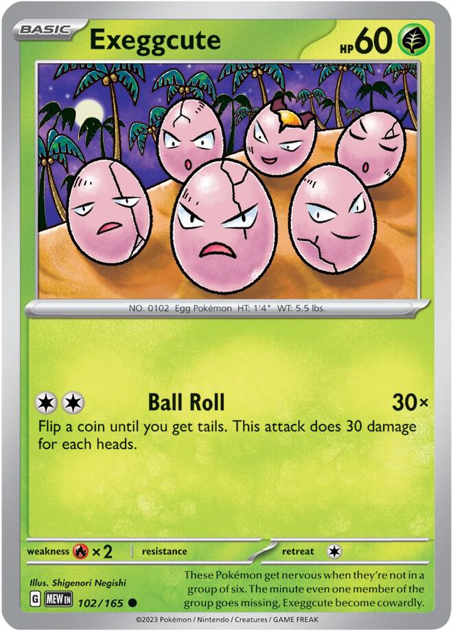 Exeggcute 102/165 card from SV: Scarlet & Violet 151