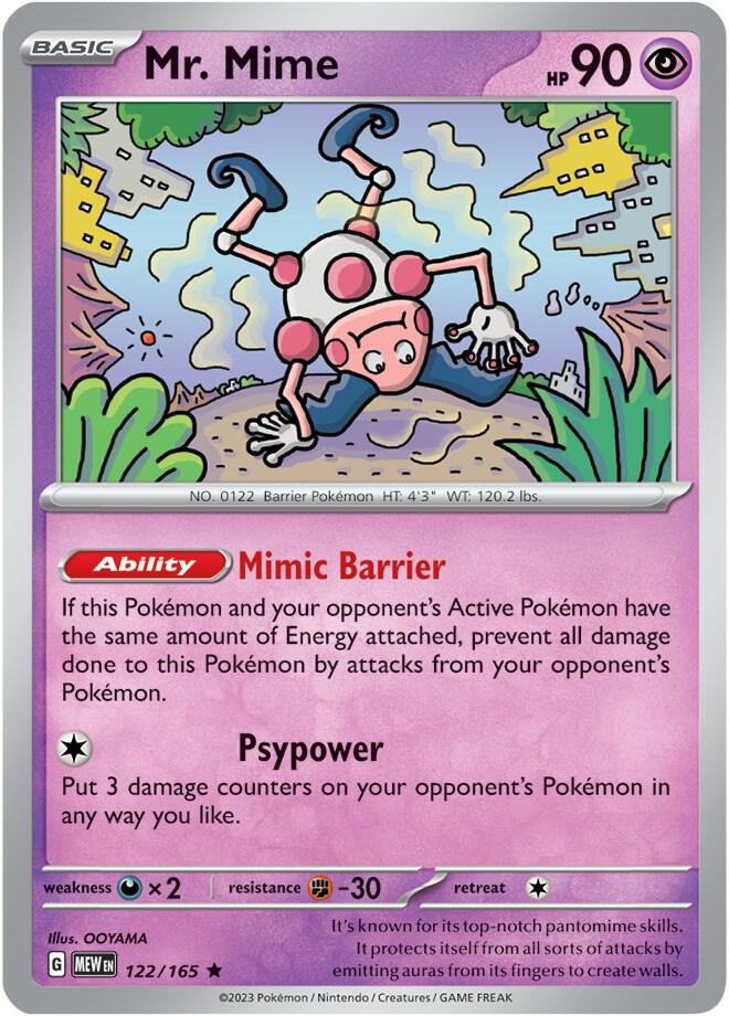 Mr. Mime 122/165 card from SV: Scarlet & Violet 151