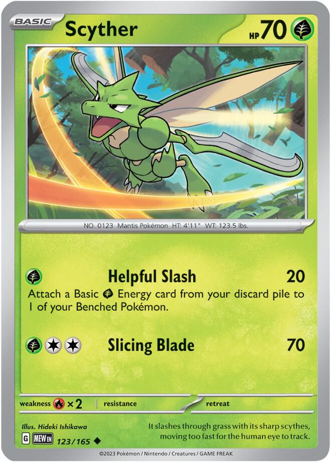 Scyther 123/165 card from SV: Scarlet & Violet 151