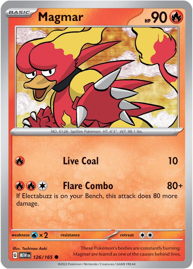 Magmar 126/165 card from SV: Scarlet & Violet 151