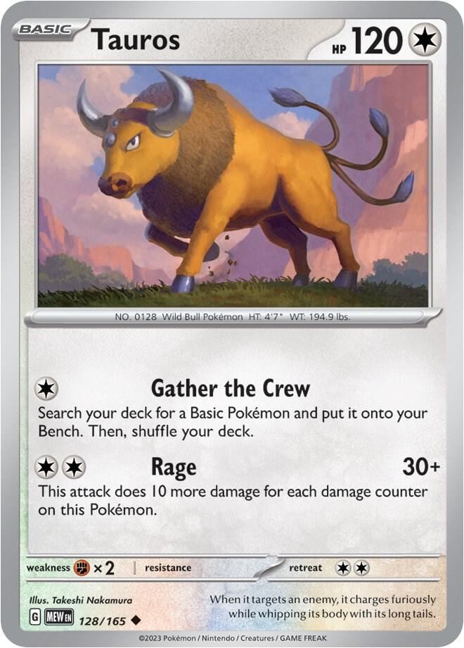 Tauros 128/165 card from SV: Scarlet & Violet 151