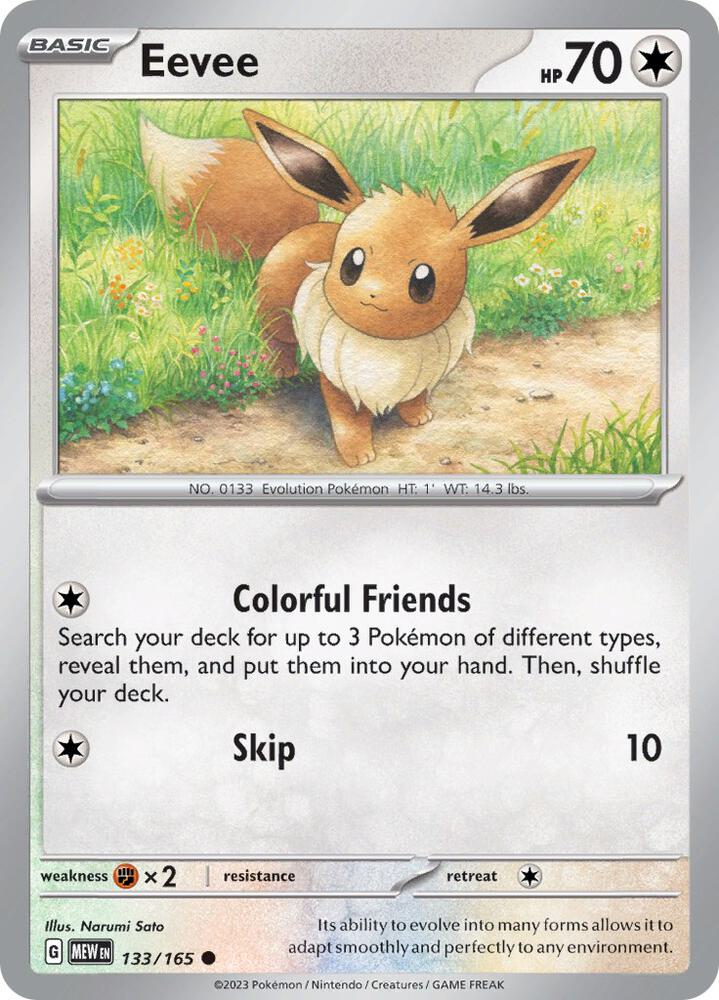 Eevee 133/165 card from SV: Scarlet & Violet 151