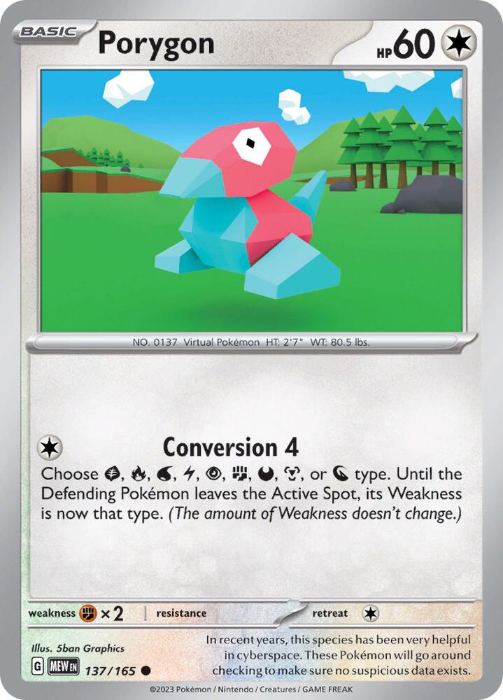 Porygon 137/165 card from SV: Scarlet & Violet 151
