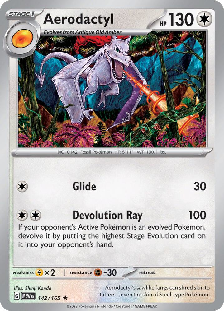 Aerodactyl 142/165 card from SV: Scarlet & Violet 151