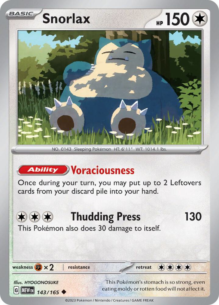 Snorlax 143/165 card from SV: Scarlet & Violet 151