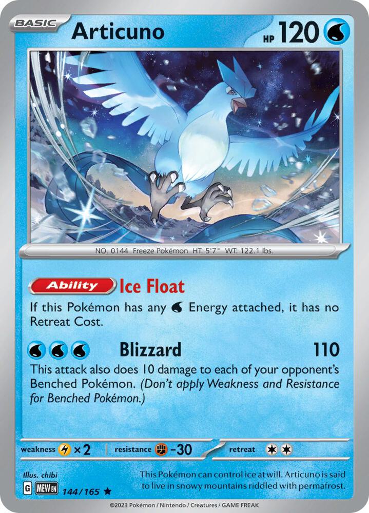 Articuno 144/165 card from SV: Scarlet & Violet 151