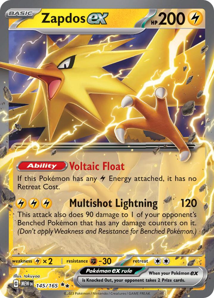 Zapdos ex 145/165 card from SV: Scarlet & Violet 151