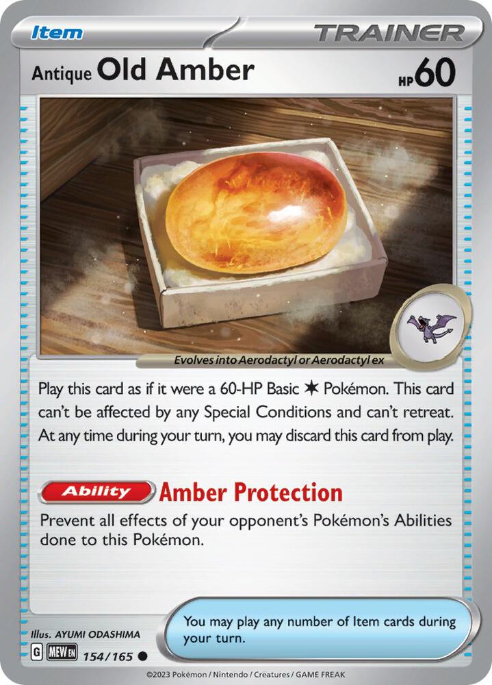 Antique Old Amber 154/165 card from SV: Scarlet & Violet 151
