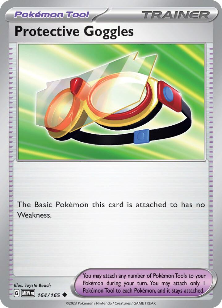 Protective Goggles 164/165 card from SV: Scarlet & Violet 151