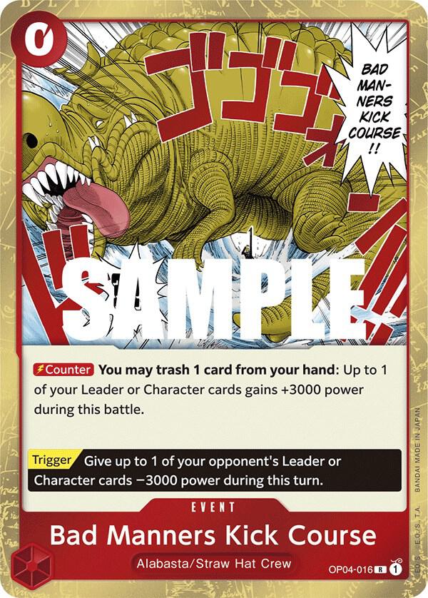 Bad Manners Kick Course OP04-016 card from Kingdoms of Intrigue