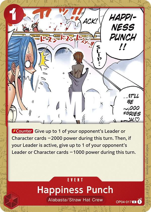 Happiness Punch OP04-017 card from Kingdoms of Intrigue