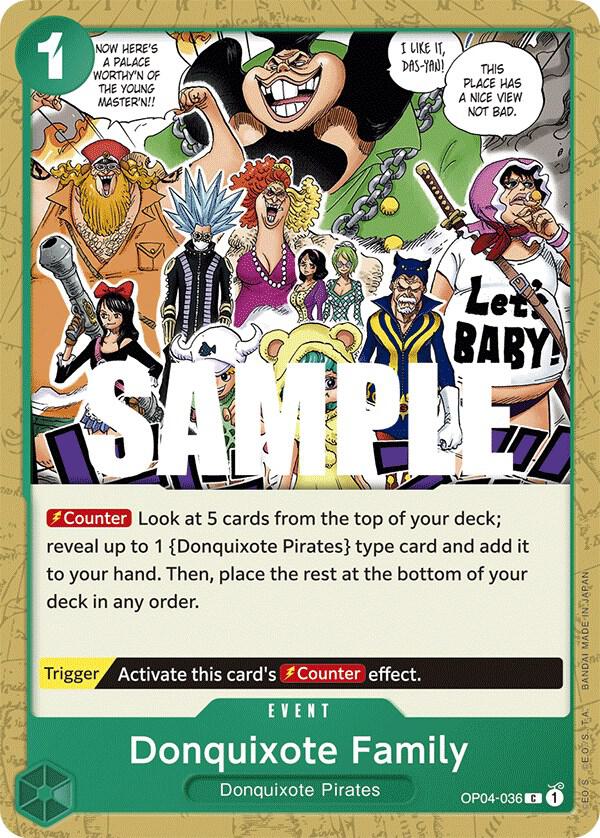Donquixote Family OP04-036 card from Kingdoms of Intrigue