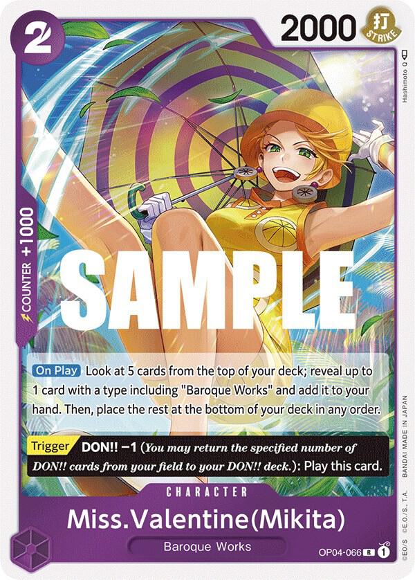 Miss.Valentine(Mikita) OP04-066 card from Kingdoms of Intrigue