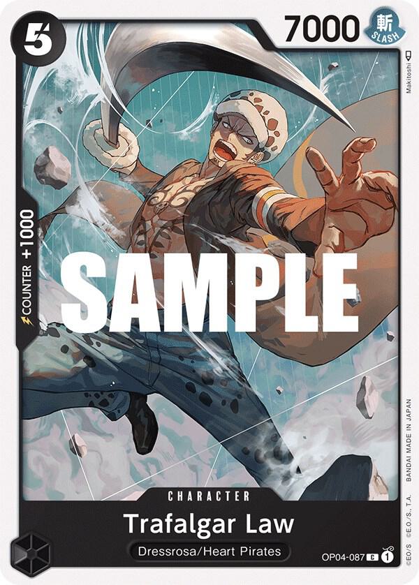 Trafalgar Law OP04-087 card from Kingdoms of Intrigue