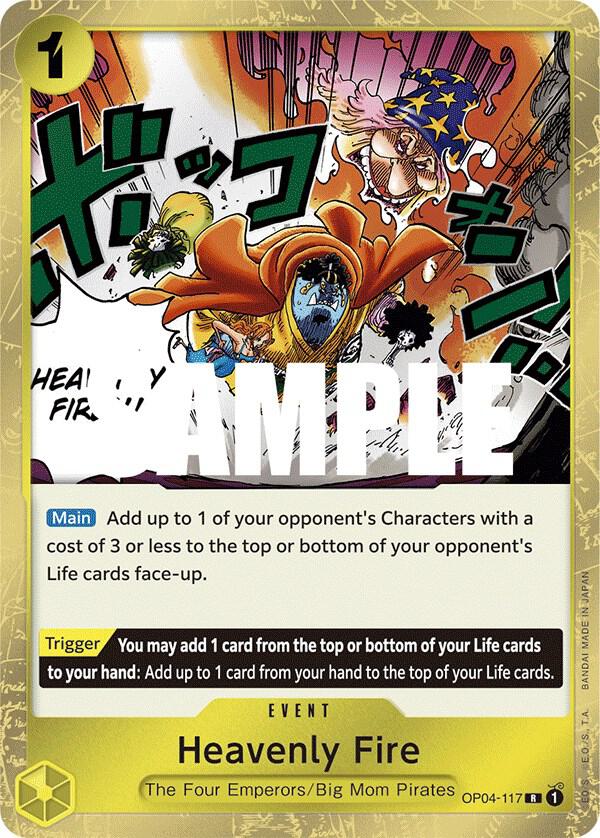 Heavenly Fire OP04-117 card from Kingdoms of Intrigue