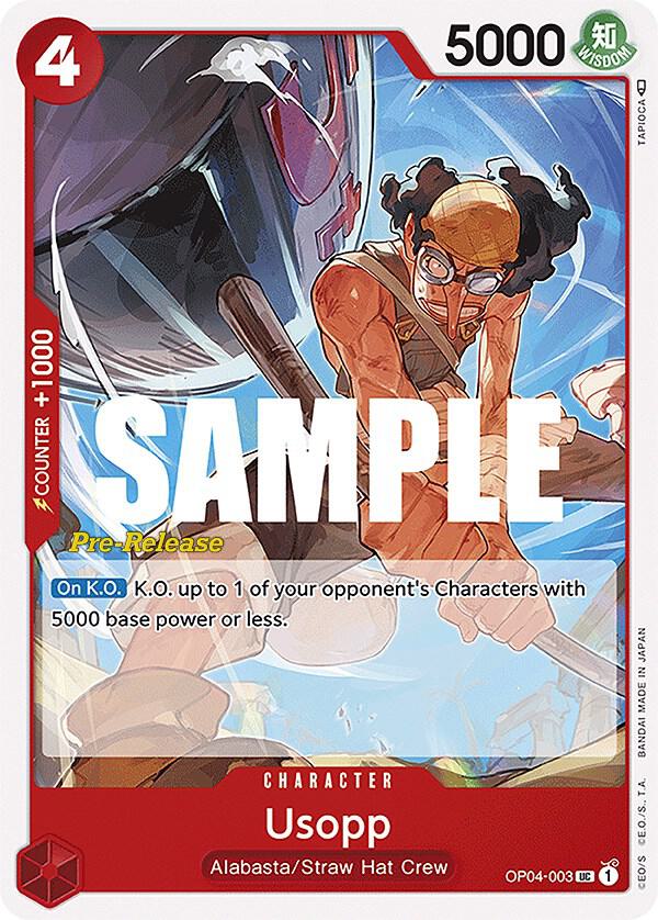 Usopp OP04-003 card from Kingdoms of Intrigue Pre-Release Cards