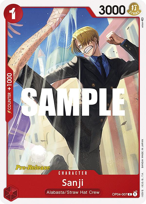 Sanji OP04-007 card from Kingdoms of Intrigue Pre-Release Cards
