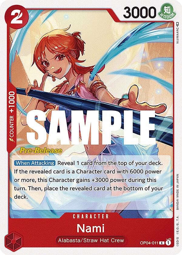 Nami OP04-011 card from Kingdoms of Intrigue Pre-Release Cards