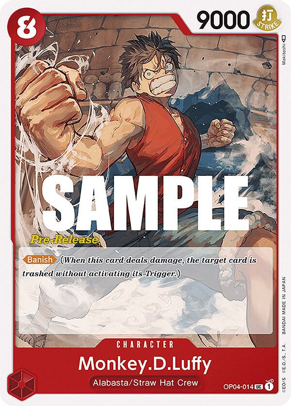 Monkey.D.Luffy OP04-014 card from Kingdoms of Intrigue Pre-Release Cards